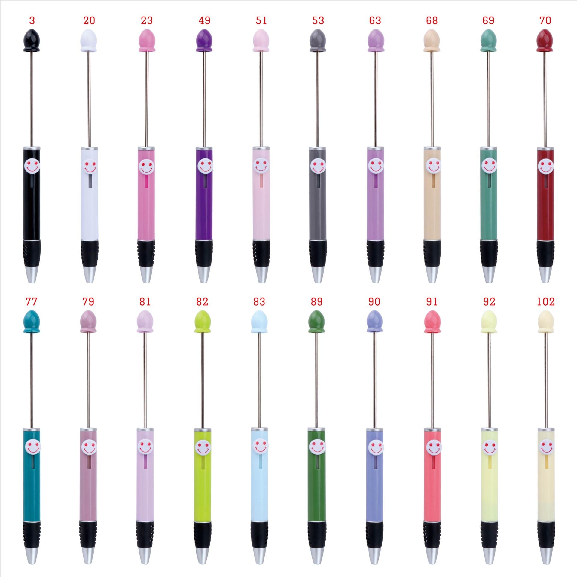 Wholesale 50pcs Beadable Pens Smiley Face Plastic DIY Beaded Pens ACC-PN-JinBN023