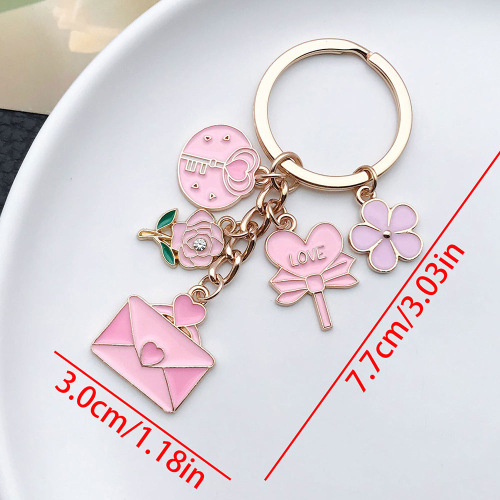 Wholesale Modern Art Love Rose Potion Keychain Fashion Jewelry Accessory for Couples Gift