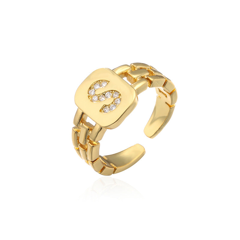 Wholesale 26 Letters Open Adjustable Ring ACC-RS-AoGu007