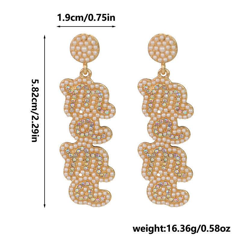 Wholesale pearl MAMA fashion alloy earrings ACC-ES-RuLong003