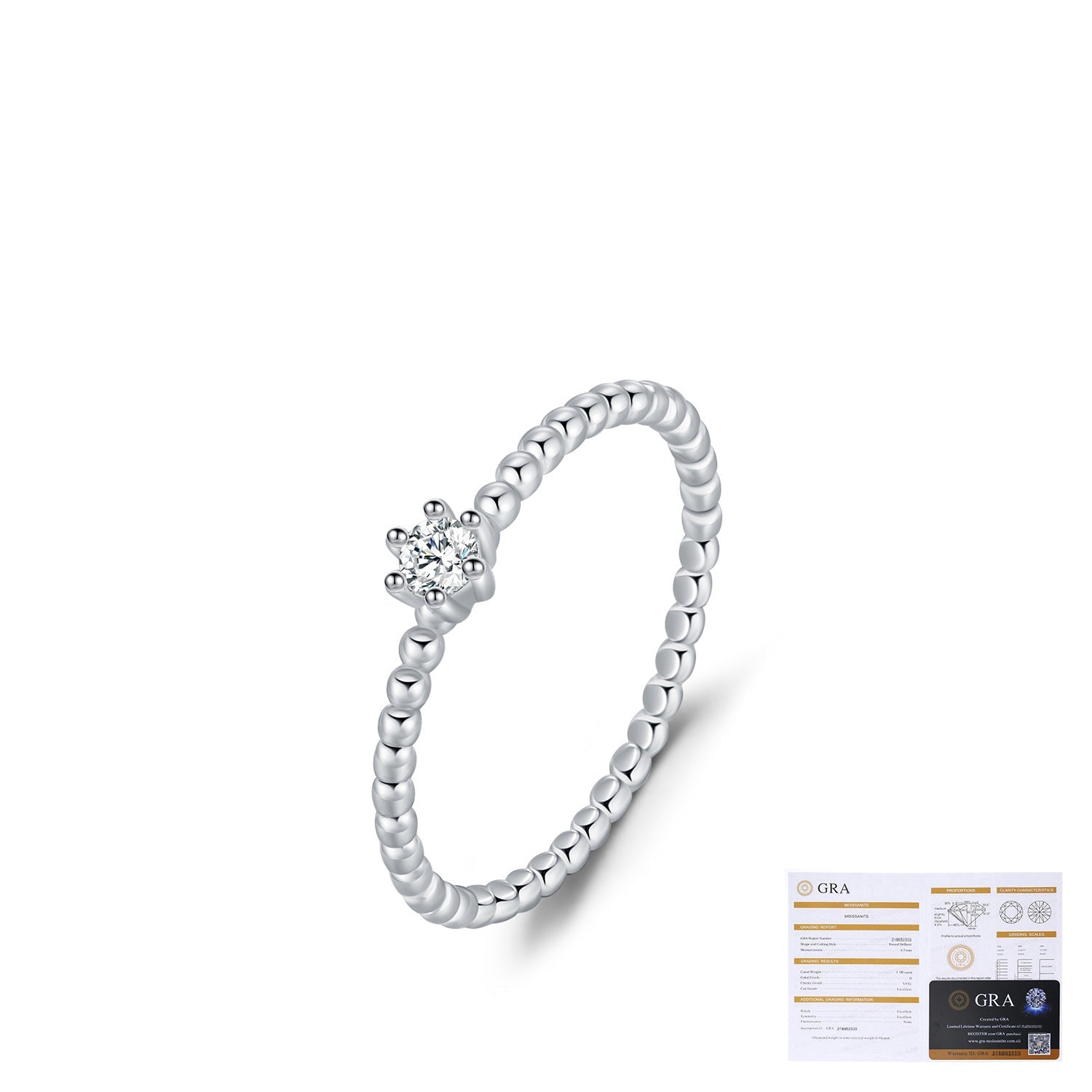 Wholesale  Diamond s925 Silver Fashion Elegant All-match Super Flash Diamond Bead Bean Ring