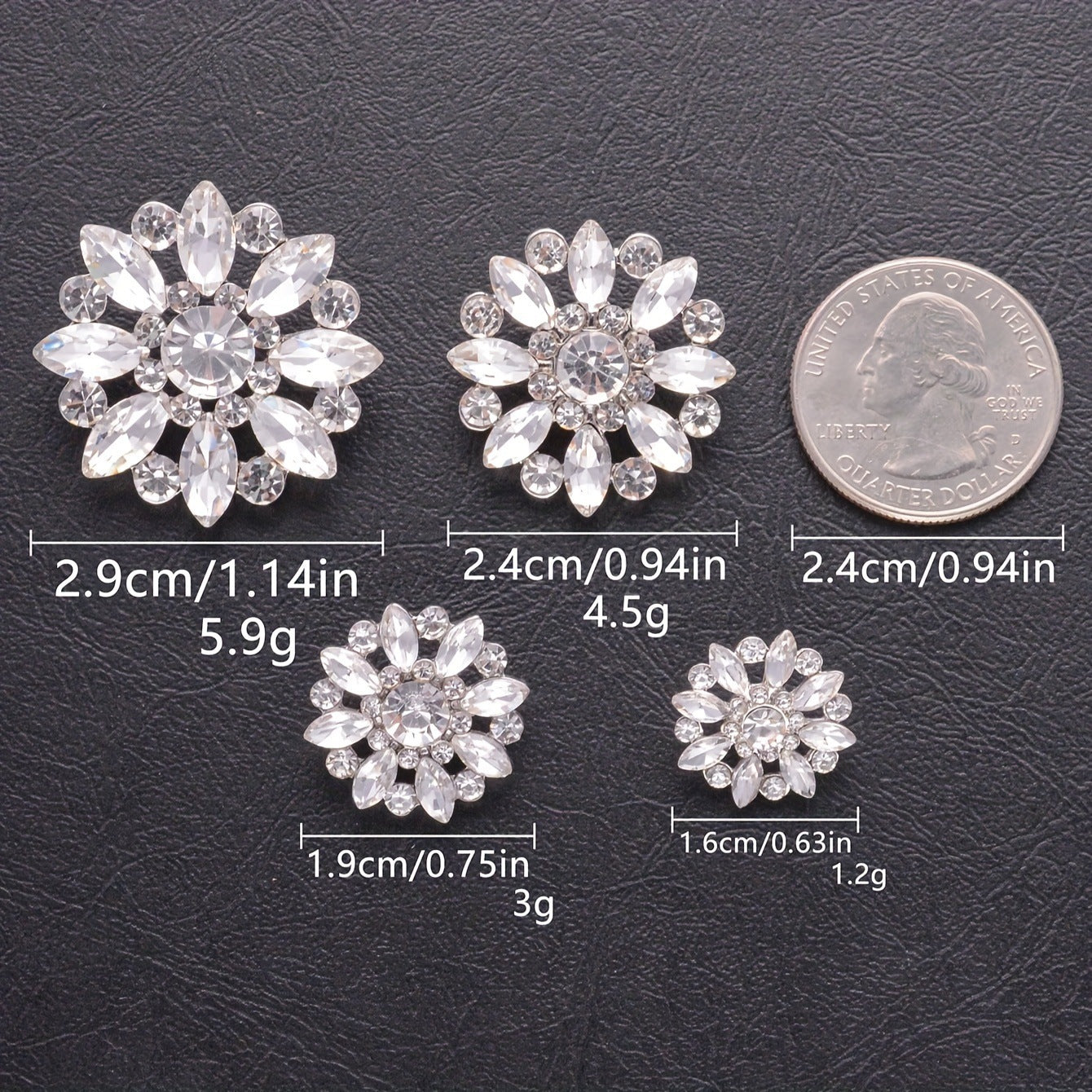 Wholesale 10pcs Metal and glass flower buttons