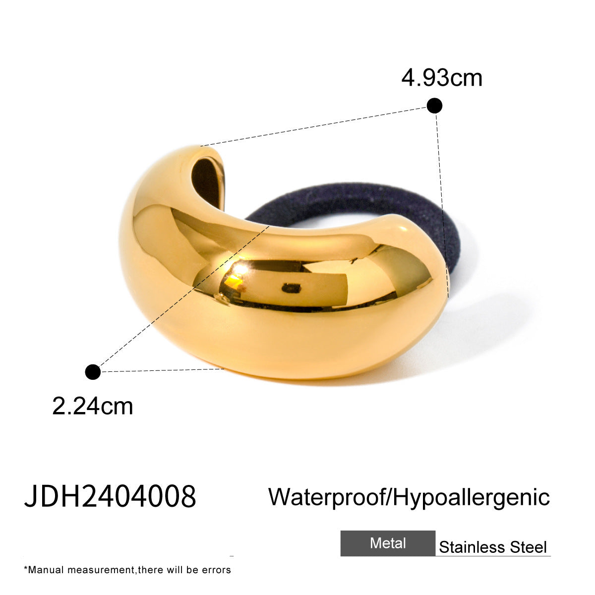 Wholesale stainless steel smooth hair rope black rubber band hair ring high