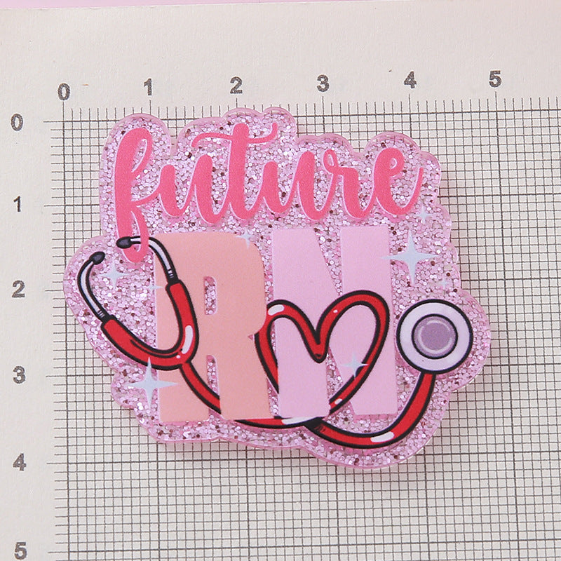 Wholesale 10pcs DIY Flatback Cartoon Acrylic Flatback Badge Reels Retractable Keychain DIY Accessories