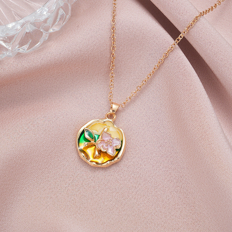 Wholesale  rose oil painting color pearl color necklace