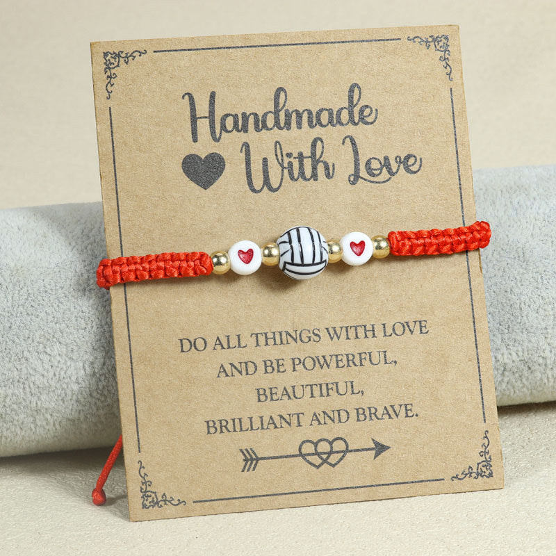 Wholesale Braided rope basketball heart bracelet