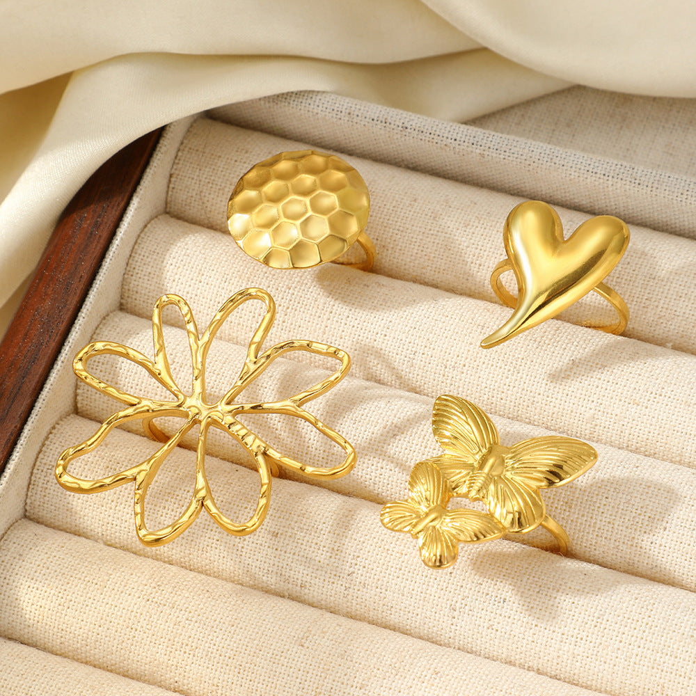 Wholesale temperament popular stainless steel butterfly ring