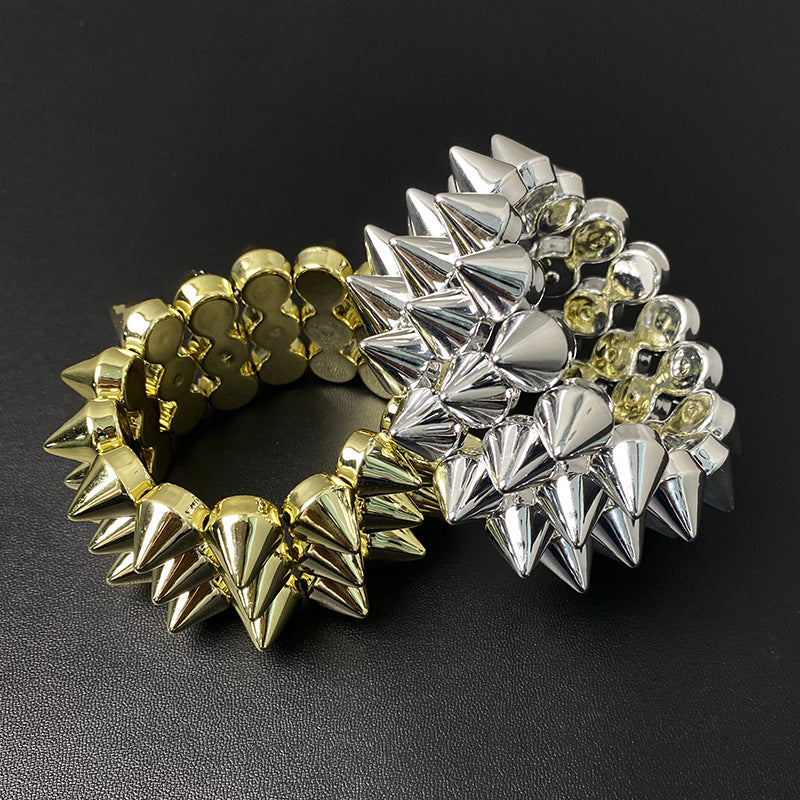 Wholesale Punk Rivet Wide Bracelet Retro Black Resin Jewelry Accessory Boutique Resale Gift