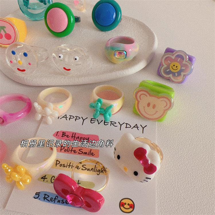 Wholesale  Acrylic Cute Sweet Smiling Cat Puppy Ring