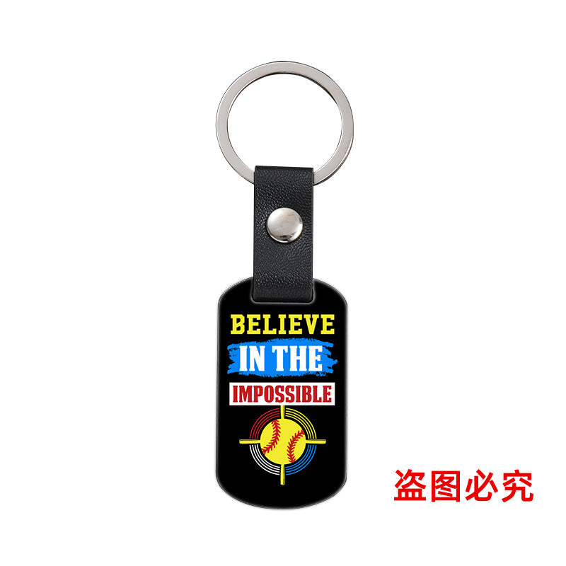 Wholesale Softball Baseball Sports Metal Leather Keychain ACC-KC-Ganggu036