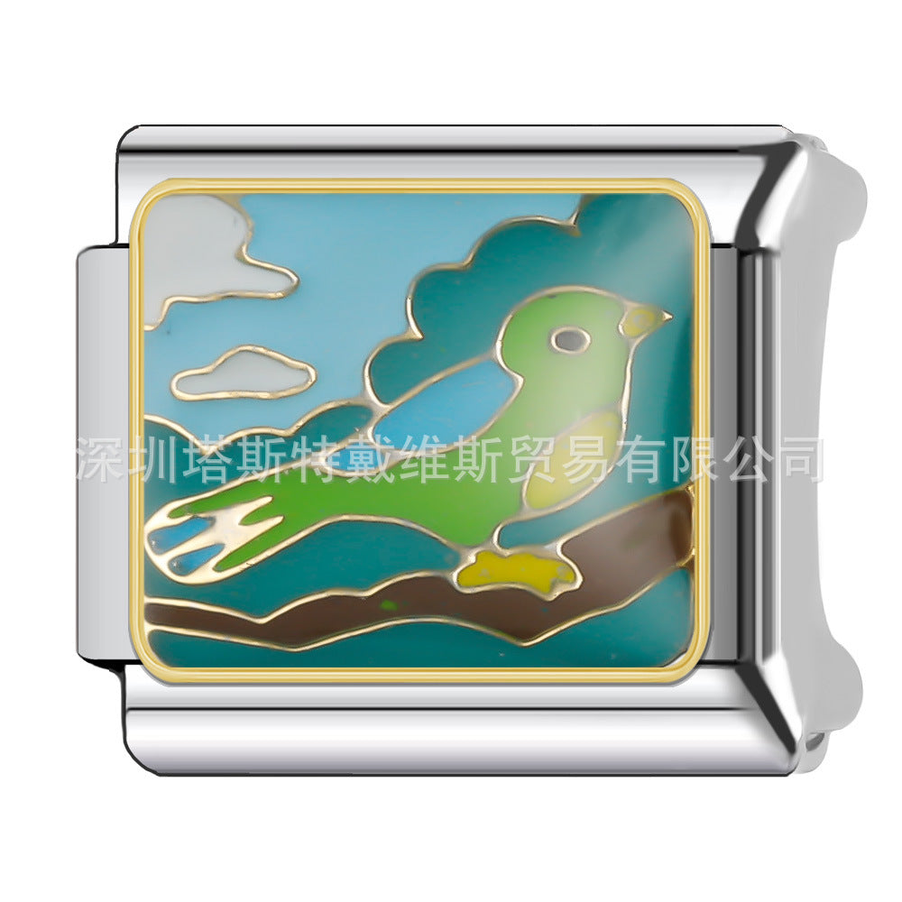 Wholesale 9mm Italian Charm Starter Bracelets DIY square Single Section Creative Stainless Steel Composable Bracelet