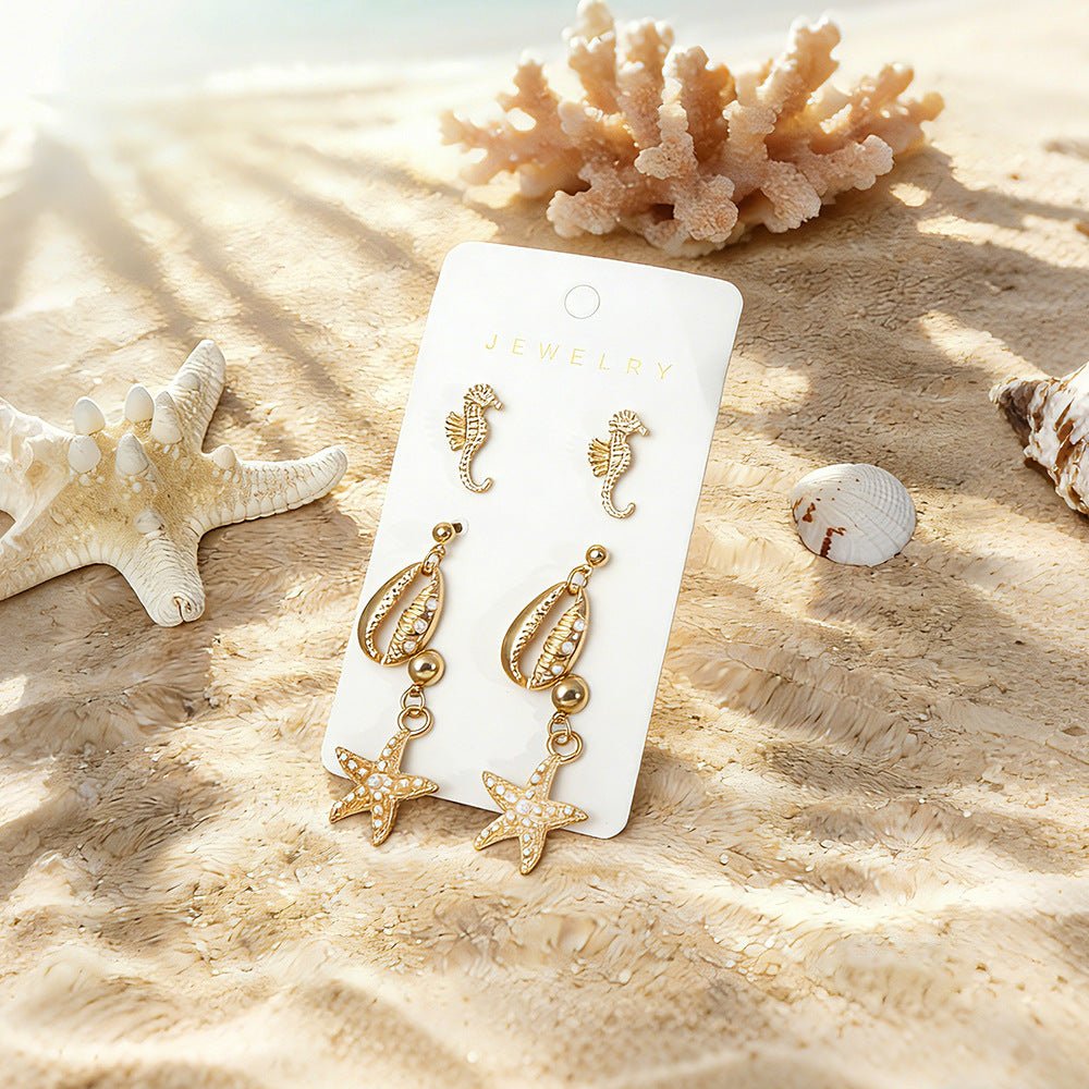 Wholesale Ocean Style Sea Turtle  Starfish Earring Set