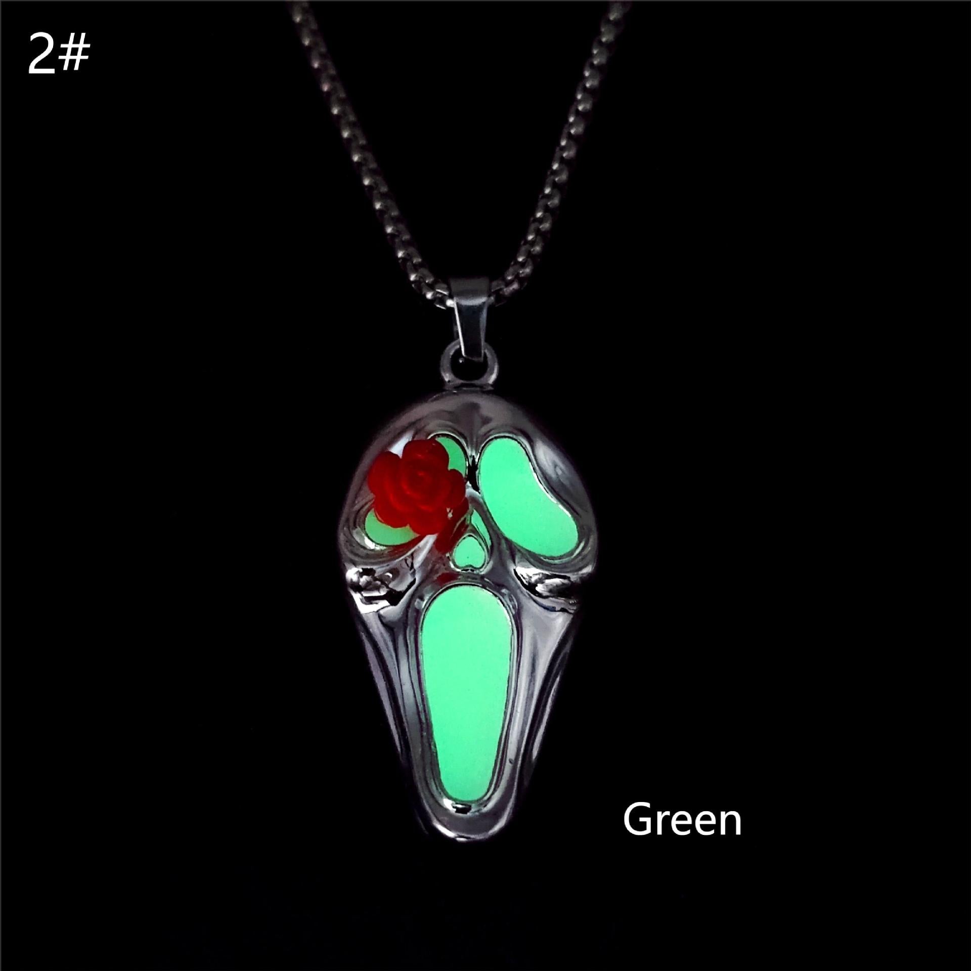 Wholesale   Exaggerated Luminous Skull Pendant  Necklace