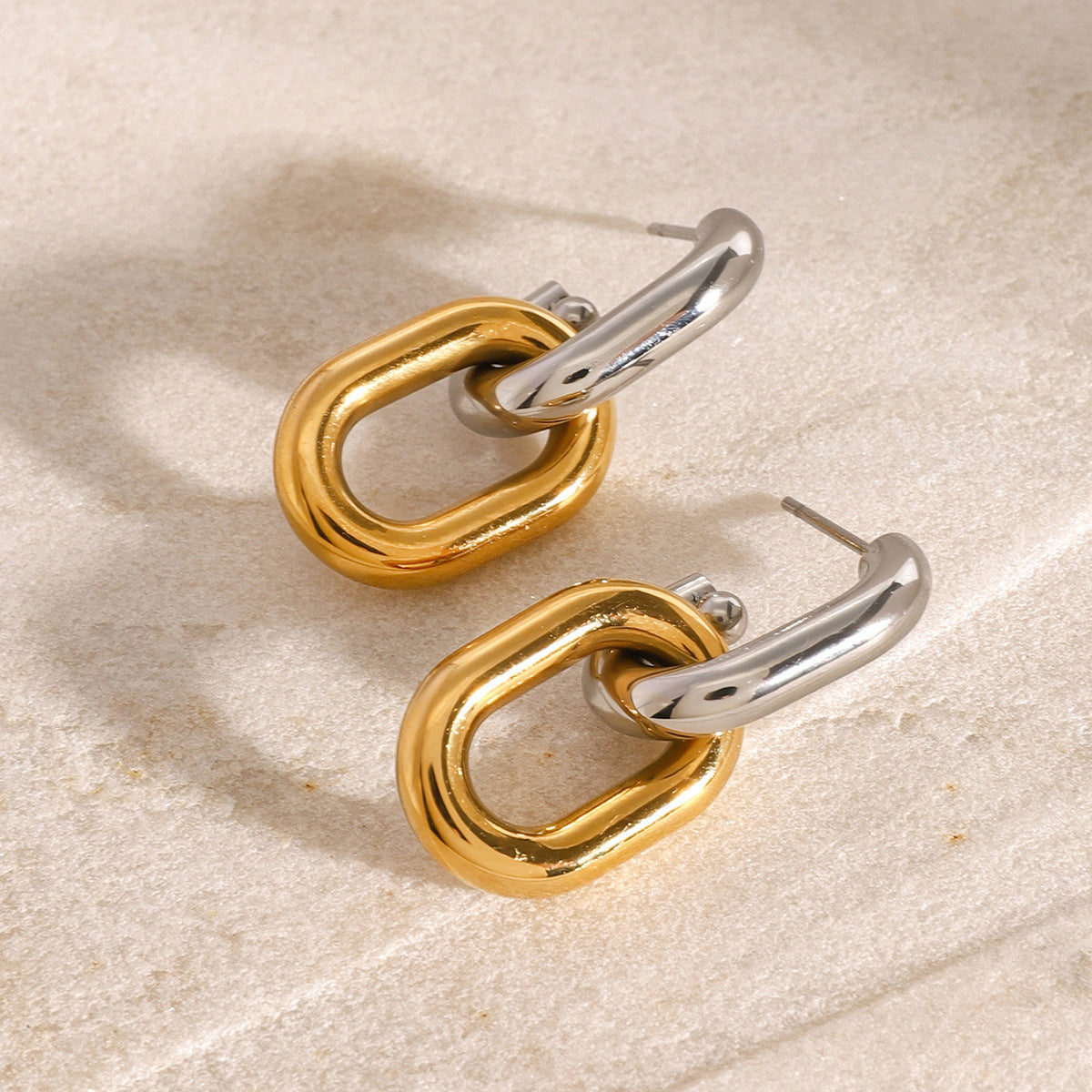 Wholesale  stainless steel color matching geometric earrings