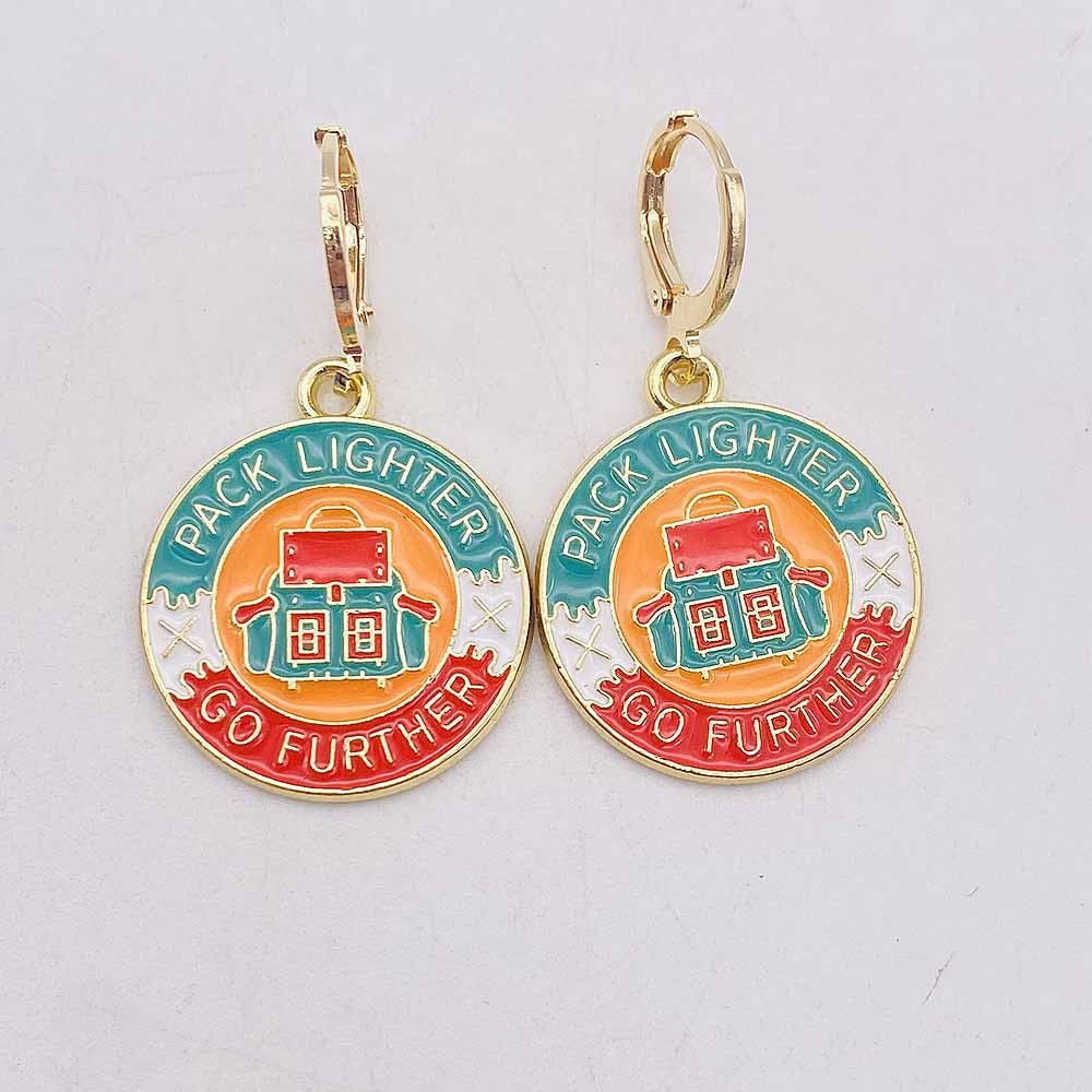 Wholesale City Architecture Scenery Earrings Alloy Oil Drop Pendant Earrings Acrylic Earrings ACC-ES-Chengy002