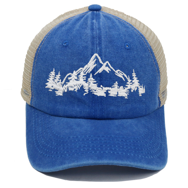 Wholesale Retro Mountain Forest Baseball Cap Colorblock Washed Mesh Cap ACC-HT-PeiNi001