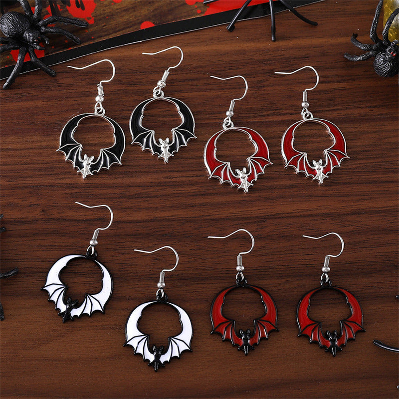 Wholesale Zinc Alloy Bat Earrings Exaggerated Red Black  Fashion Accessory