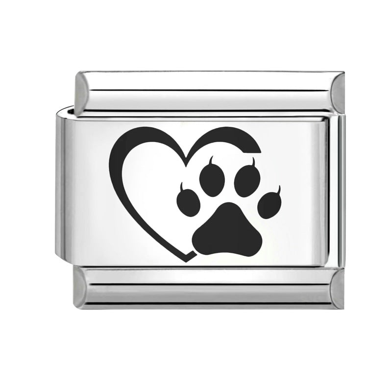 Wholesale  Italian Charm Bracelet 9mm DIY Splicing Removable Black and White Series Stainless Steel Composable Bracelet