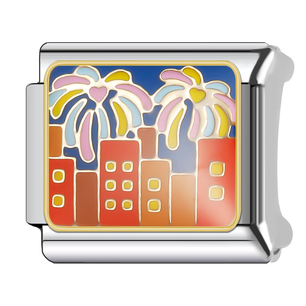 Wholesale Italian Charm Bracelet 9mm DIY Splicing Stainless Steel Goodnight Series Cartoon Composable Bracelet