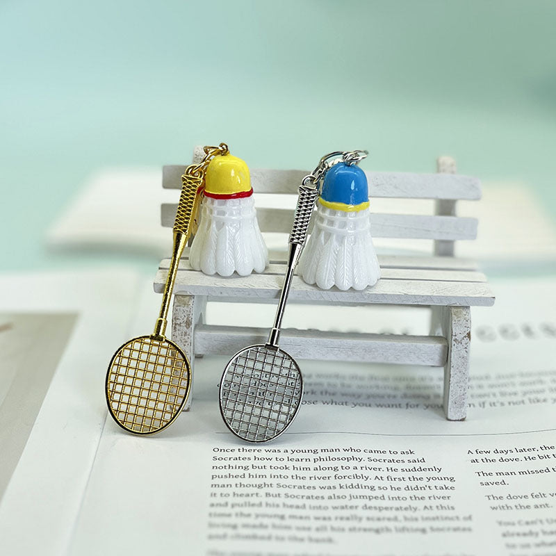 Wholesale  mini badminton keychain alloy badminton racket pendant