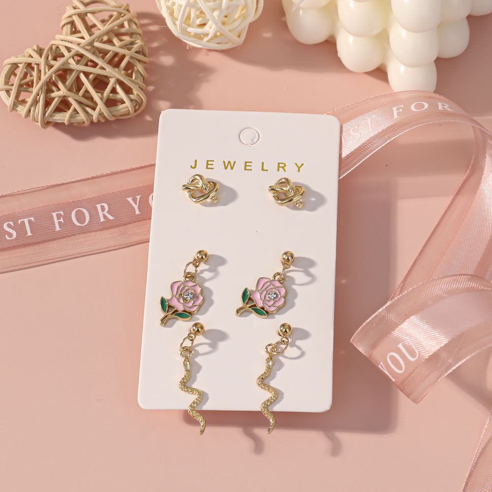 Wholesale Valentine' s Day Oil Drop Rose Red Lip Earring