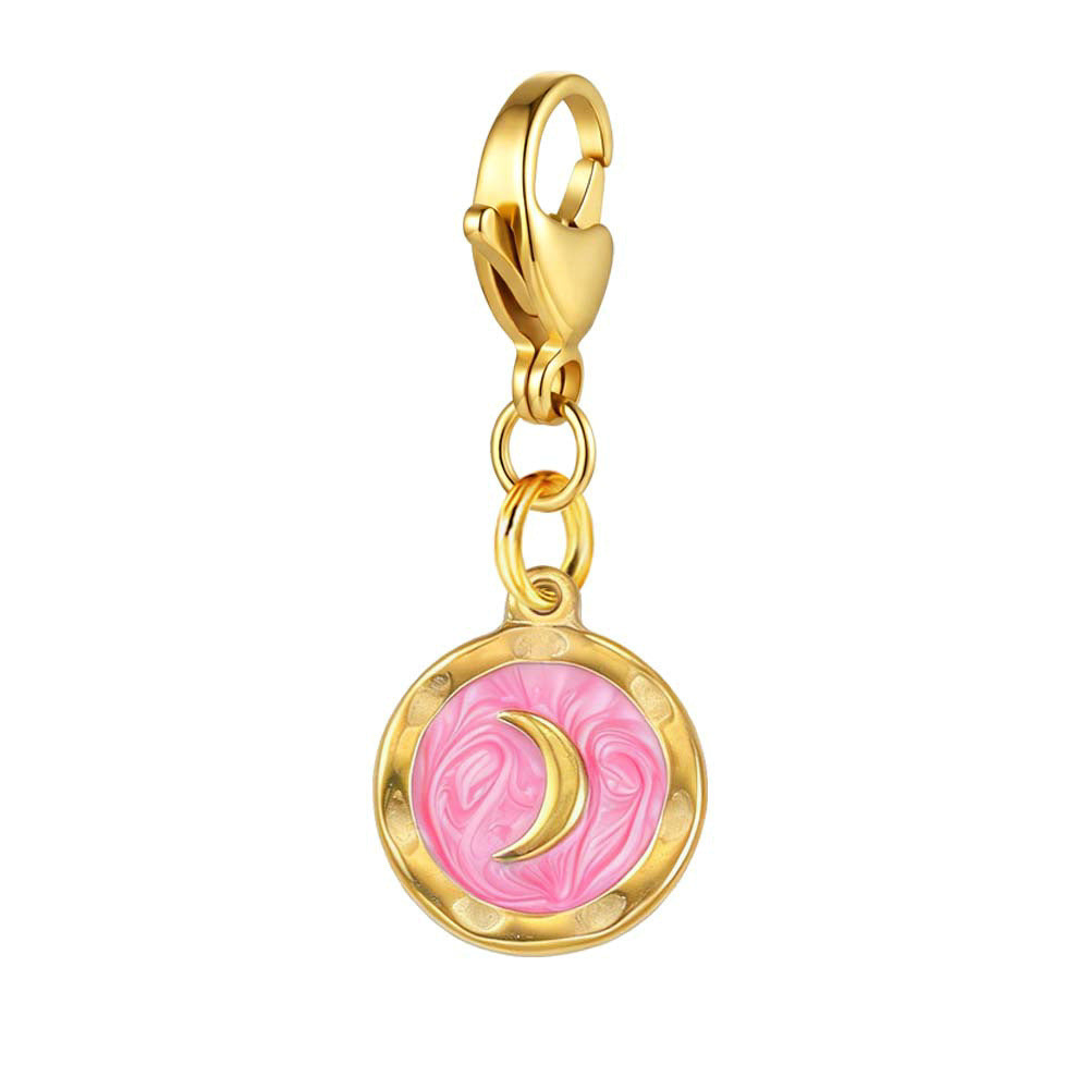 Wholesale Stainless Steel Electroplated Round Small Pendant with Lobster Clasp for DIY Jewelry Making