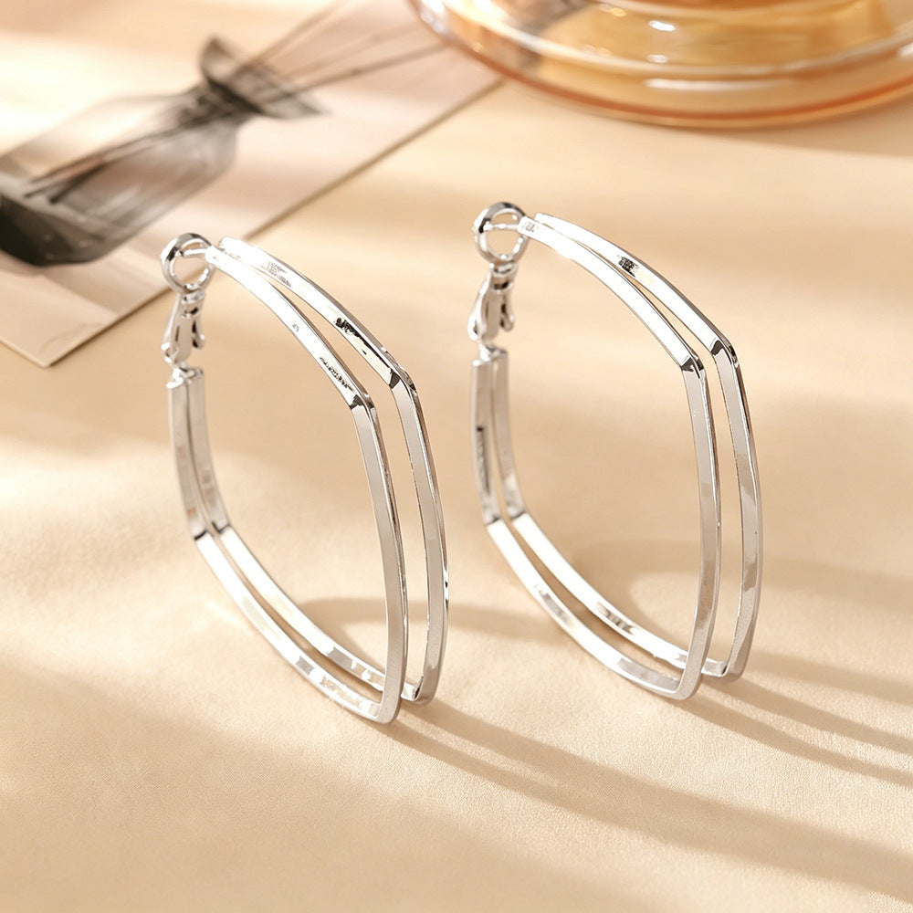Wholesale Exotic Geometric Double-Layer Earrings,  Trendy Gold Plated Boutique Jewelry Accessory for Gifts