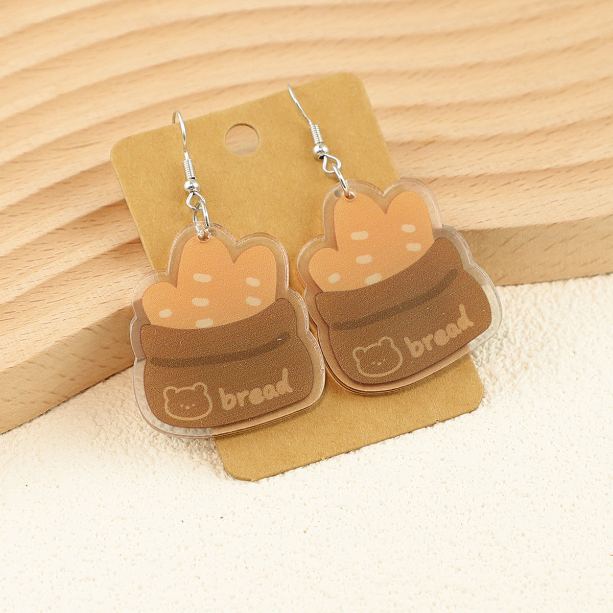 Wholesale Cartoon bread cake big eyes fruit apple cat acrylic earrings