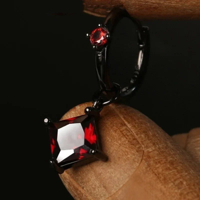 Wholesale 925 Sterling Silver Earrings Gothic Style Red Gemstone Earrings