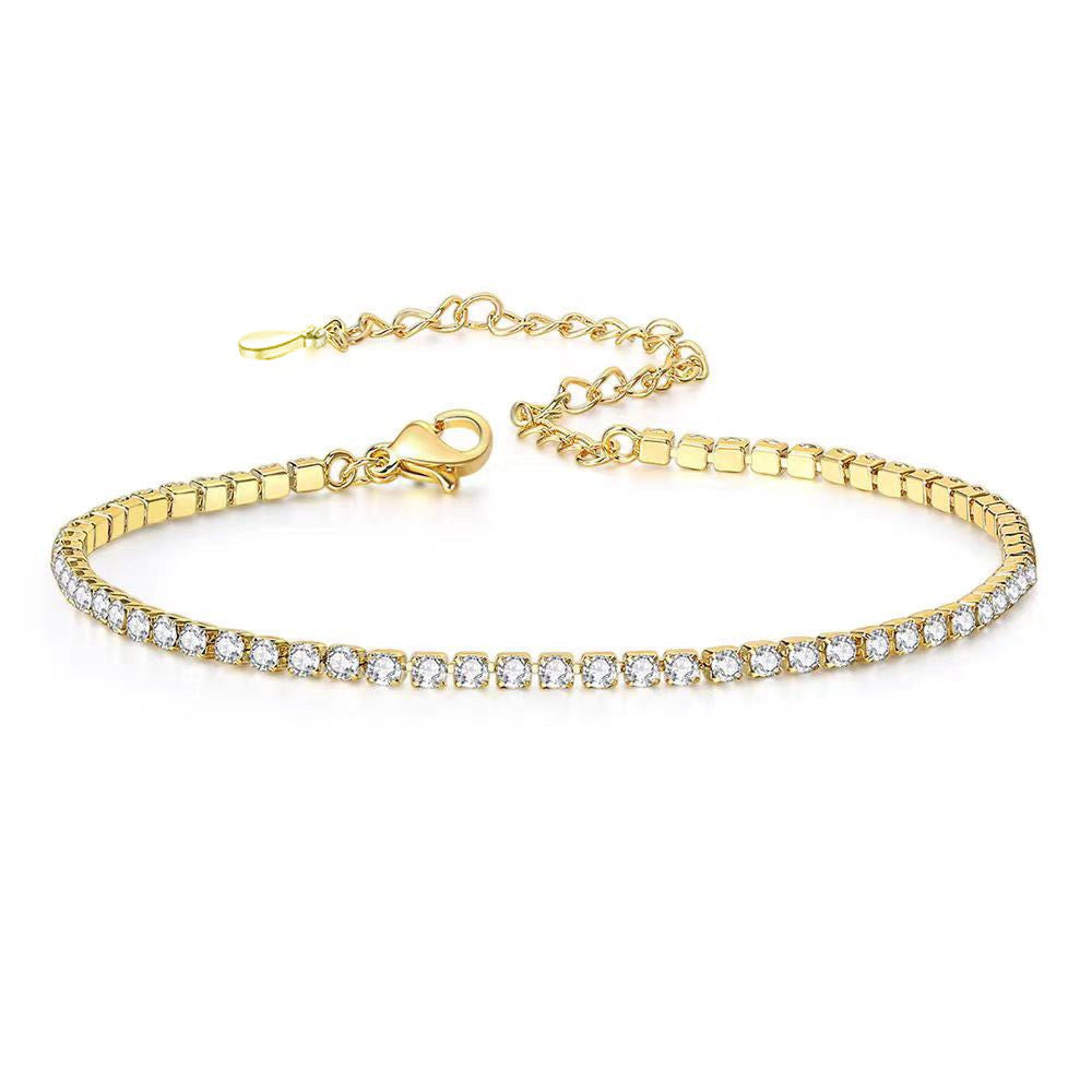 Wholesale S925 Silver Zircon Bracelet Women Geometric Row Design Fashion Accessory Boutique Resale Gift