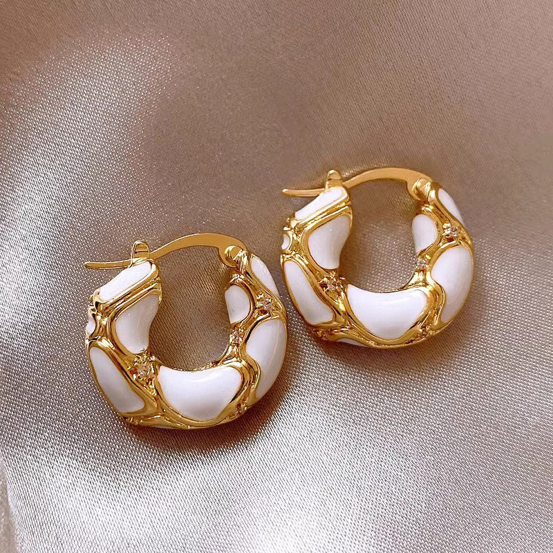 Wholesale Light Luxury High-end Elegant Enamel Ear Buckle Earrings