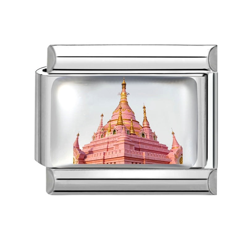 Wholesale Italian Style Travel Landmark Stainless Steel DIY Bracelet Module Fashion Accessory