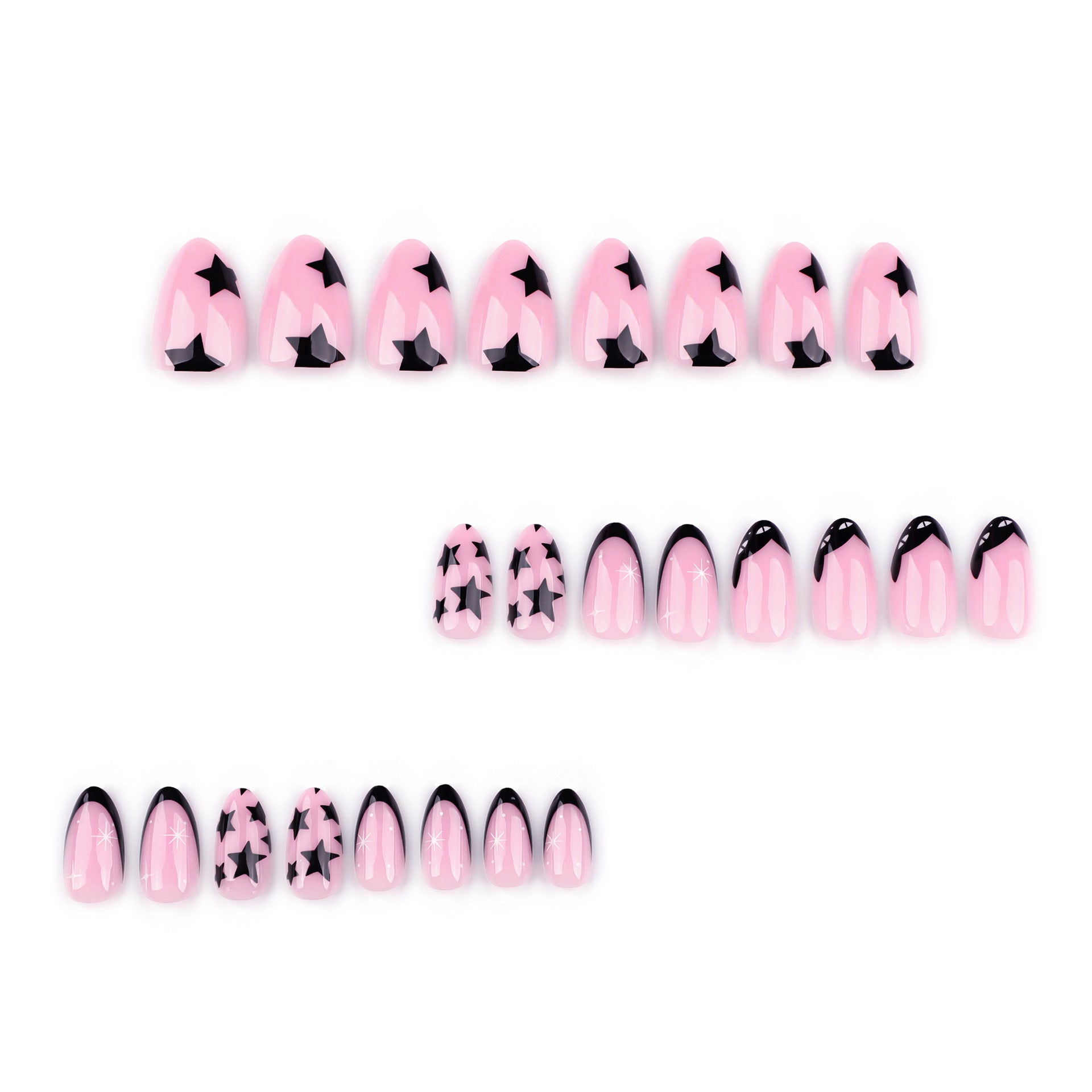 Wholesale 24 Pieces/box Black Star Nails Kits Nail Stickers