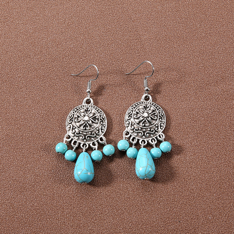 Wholesale Bohemian Tassel Turquoise Earrings Retro Ethnic Style ACC-ES-Gumi002