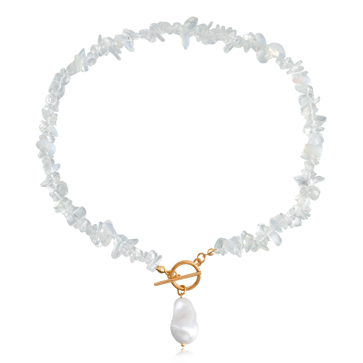 Wholesale Trendy Green Turquoise Irregular Pearl Necklace Alloy Jewelry Accessory