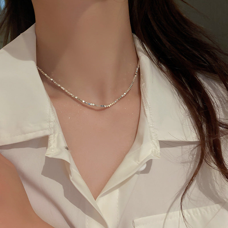 Wholesale  geometric zircon Pearl T-shaped buckle necklace