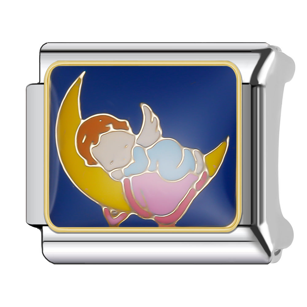 Wholesale Italian Charm Bracelet 9mm DIY Splicing Stainless Steel Goodnight Series Cartoon Composable Bracelet