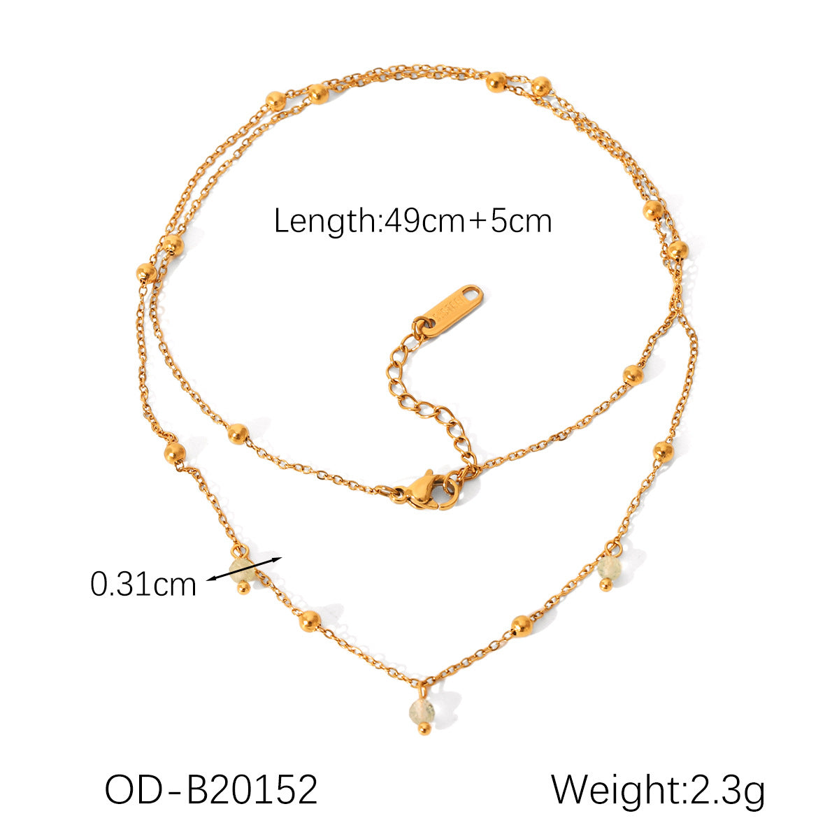 Wholesale  Stainless Steel 18K Gold Double Laminated Wear Bead Chain Bracelet