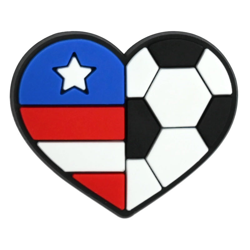 Wholesale Random 100pcs USA Football   PVC Soft Rubber Shoe Buckle Decoration