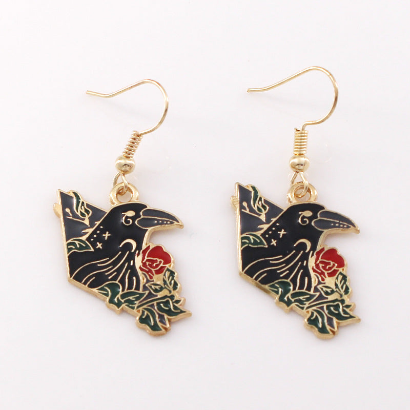 Wholesale Halloween Crow Bat Snake Alloy Oil Drop Earrings ACC-ES-Liyao006