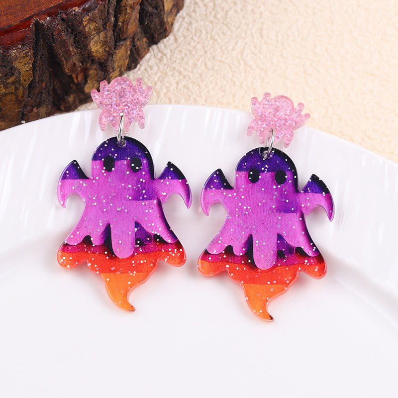 Wholesale  contrasting color cartoon ghost acrylic earrings