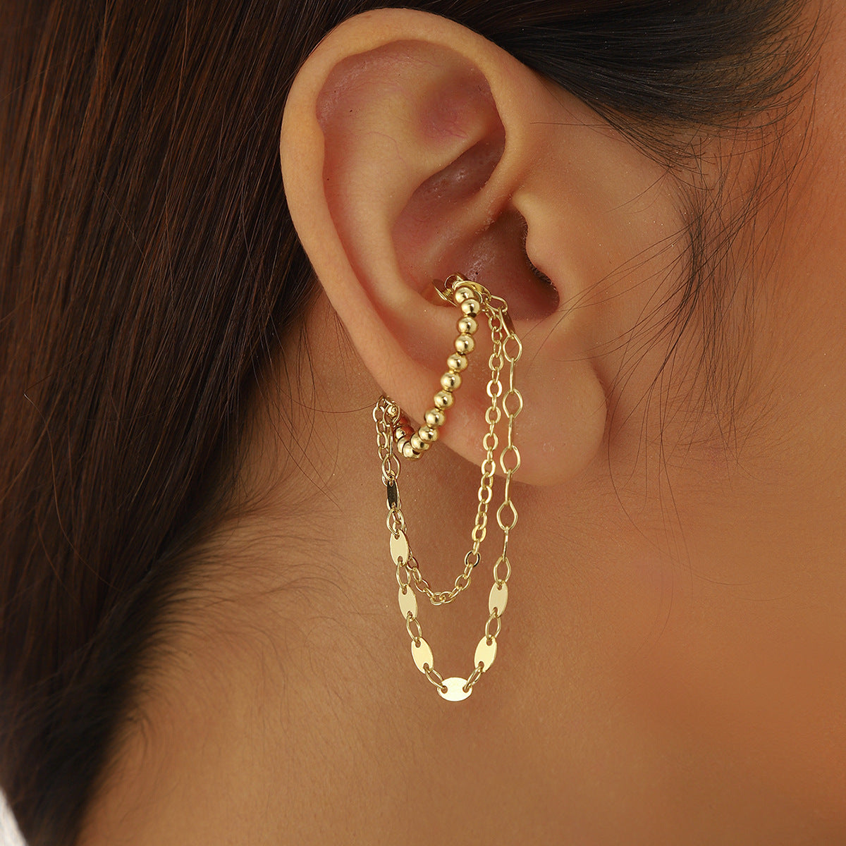 Wholesale  Light Luxury Trendy High-End Magnetic Pearl Tassel Non-Pierced Ear Clip Versatile Ear Cuff