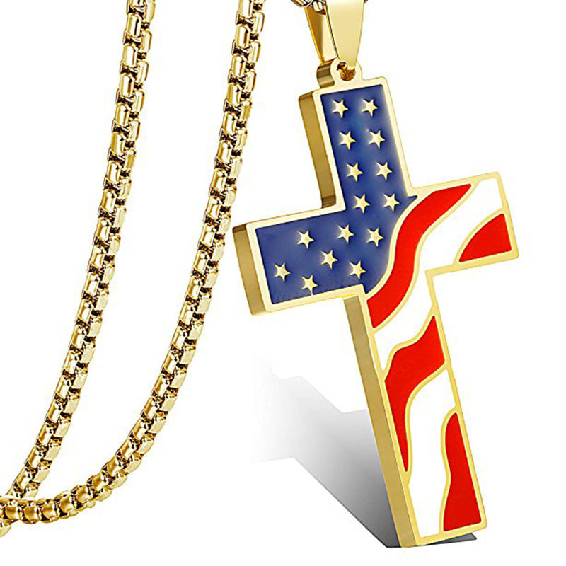 Wholesale American Independence Day Cross Alloy Earrings Necklace ACC-NE-XunOu009