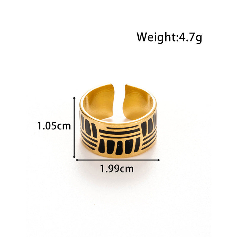 Wholesale Titanium Steel All-match Cross Oil Dropping Opening Adjustable Ring