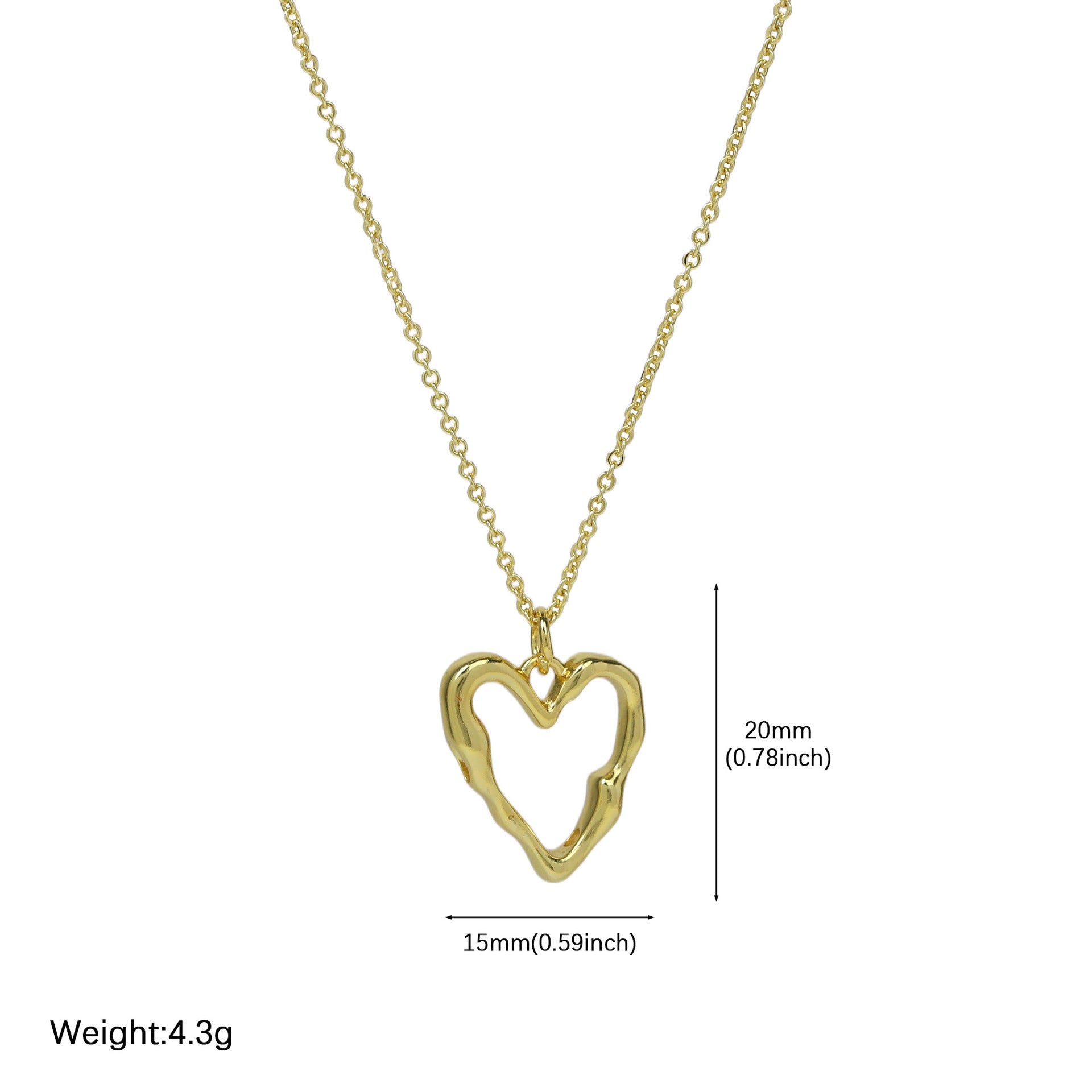 Wholesale  Brass Gloomy Hollow Heart-shaped Love Lady Pendant Clavicle Chain Necklace
