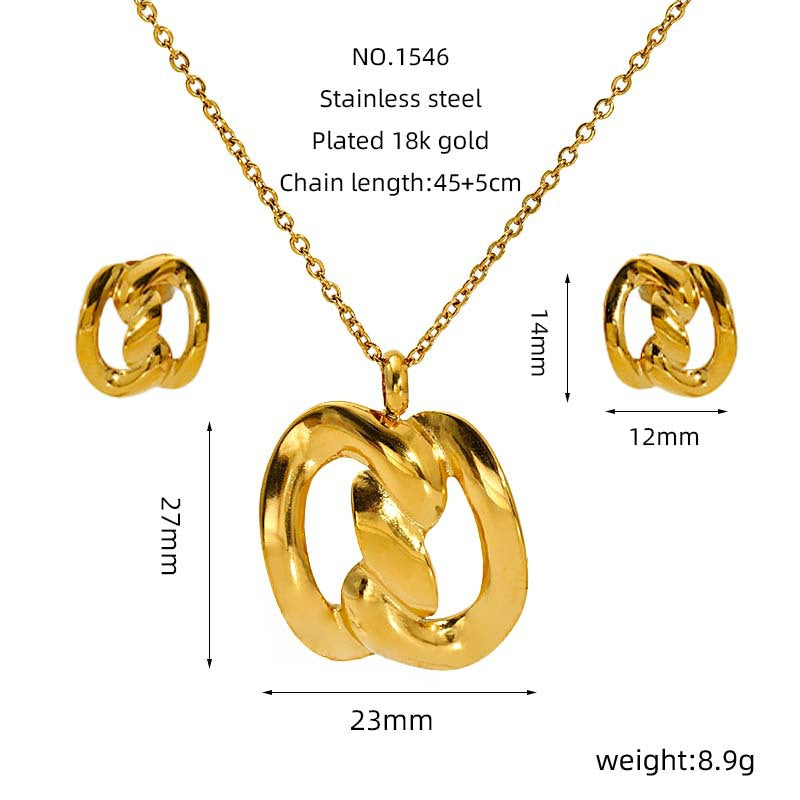 Wholesale  stainless steel jewelry suit  love earring necklace clavicle chain jewelry