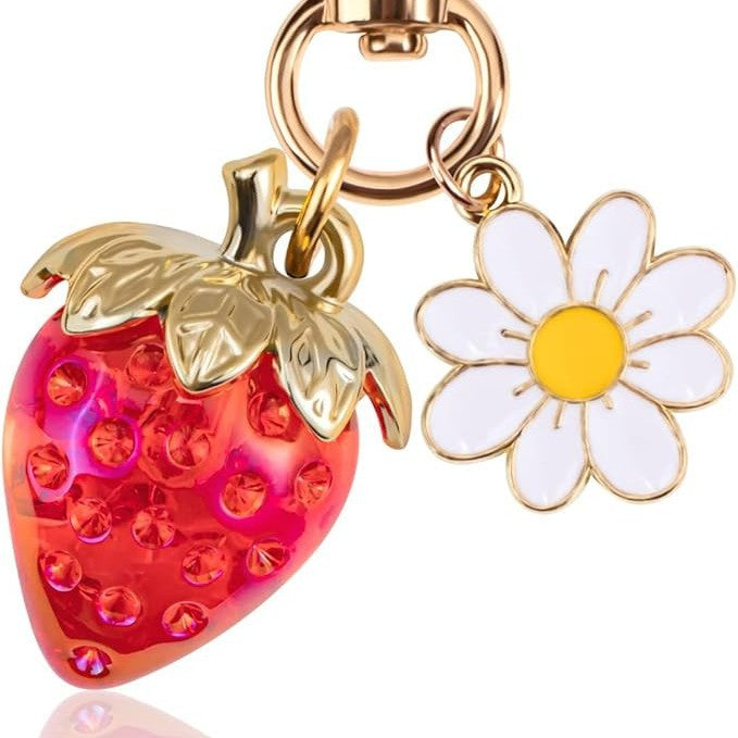 Wholesale Strawberry heart-shaped bag keychain