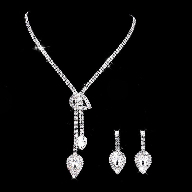 Wholesale  rhinestone crystal water drop necklace earrings set