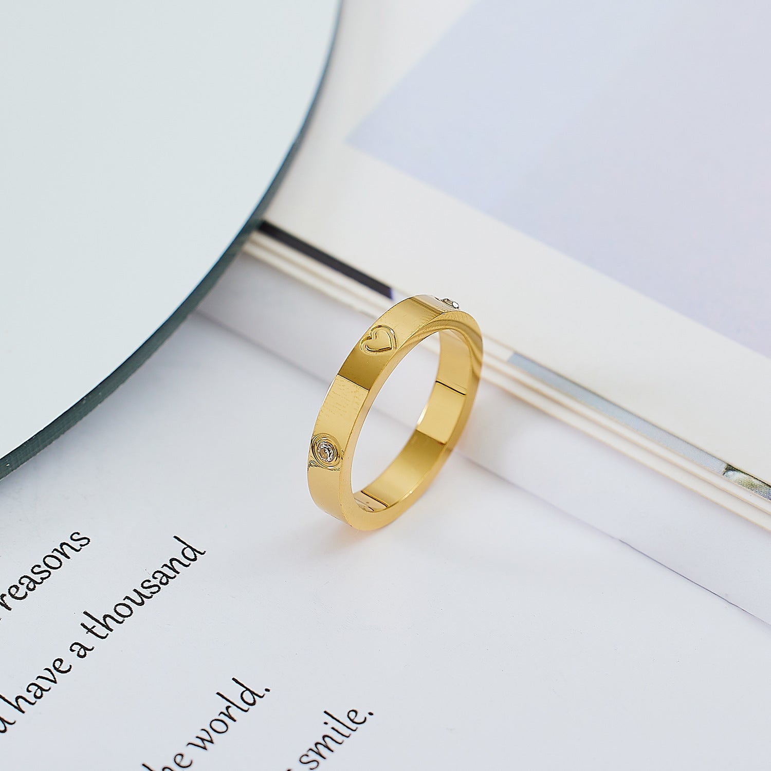 Wholesale Diamond Heart Titanium Steel Rings ACC-RS-DaLang001