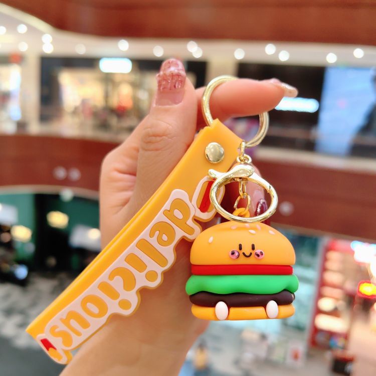 Wholesale PVC Cute Fries Burger Keychain Lanyard Keychain ACC-KC-AiLe003